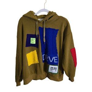 Xin Nou Classic Wear Patchwork Hoodie Knit Design Unique Street Wear Size XL